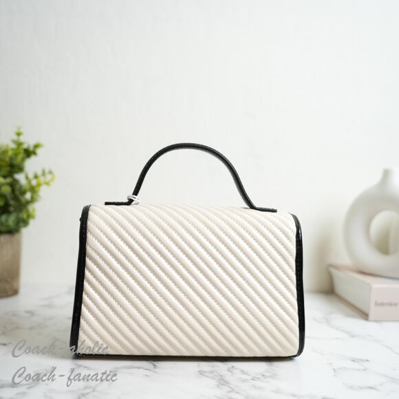 NWT Tory Burch Emerson Quilted Patent Puffy Mini Top Handle Satchel Crossbody - Picture 6 of 10